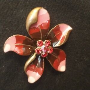 Enamel rhinestone brooch.